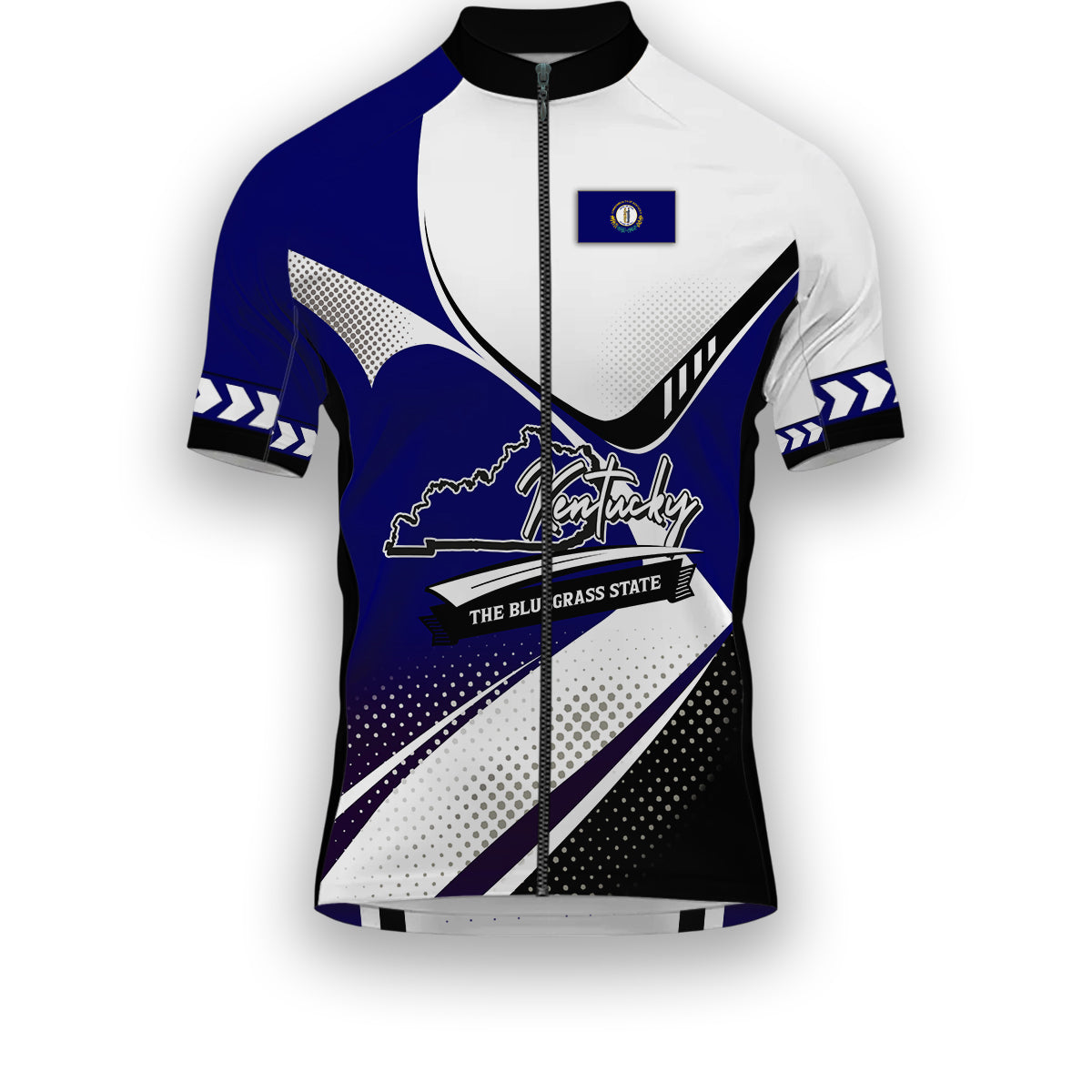 Kentucky States Cycling Jersey, Maps Haftone Vintage Pattern Men Women Jersey Full Kit - Short Sleeve Cycling Jersey-White
