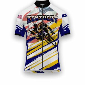 Kentucky States Cycling Jersey, USA Flag Men Women Jersey Full Kit - Short Sleeve Cycling Jersey-White