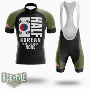 Korea Flag Shirt - Half Korean Is Better Than None Cycling Jersey - Short Sleeve Cycling Jersey Kit-White