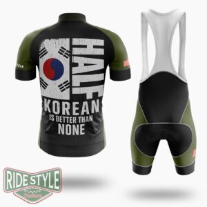 Korea Flag Shirt - Half Korean Is Better Than None Cycling Jersey - Short Sleeve Cycling Jersey Kit-White