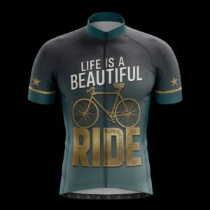 Life Is A Beautiful Ride 3D Design Cycling Jersey, Cycling Bicycle Shirt - Men's Short Sleeve Jersey - S