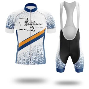 Louisiana Cycling Jersey, Louisiana Map Cycling Jersey - Short Sleeve Cycling Jersey Kit-White
