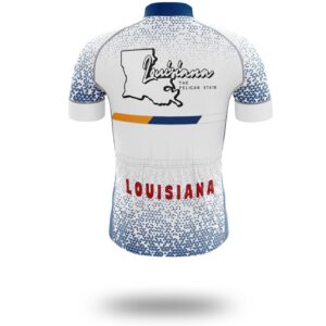 Louisiana Cycling Jersey, Louisiana Map Cycling Jersey - Short Sleeve Cycling Jersey-White