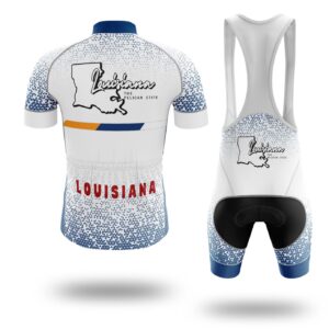 Louisiana Cycling Jersey, Louisiana Map Cycling Jersey - Short Sleeve Cycling Jersey Kit-White