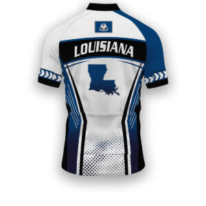 Louisiana States Cycling Jersey, Maps Haftone Vintage Pattern Men Women Jersey Full Kit - Short Sleeve Cycling Jersey-White