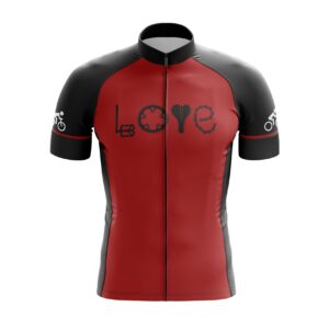 Love Cycling By Bike Part Cycling Jersey, LOVE Spelled Out In Bike Pedal Wheel Seat And Chain Cycling Kit