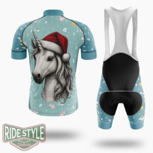 Magical Unicorn Santa Cycling Jersey Kit, Bicycle Clothing - Short Sleeve Cycling Jersey Kit-White