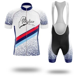 Maine Cycling Jersey, Map Bike Jersey and Bib Shorts - Short Sleeve Cycling Jersey Kit-White