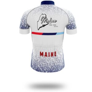 Maine Cycling Jersey, Map Bike Jersey and Bib Shorts - Short Sleeve Cycling Jersey-White