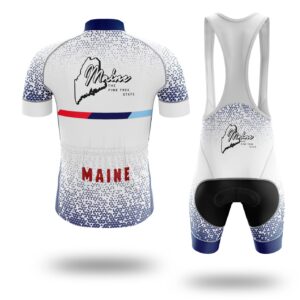 Maine Cycling Jersey, Map Bike Jersey and Bib Shorts - Short Sleeve Cycling Jersey Kit-White