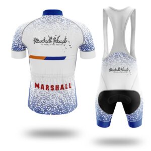 Marshall Islands Cycling Jersey, Marshall Islands Map Cycling Jersey and Bib Short Set - Short Sleeve Cycling Jersey Kit-White