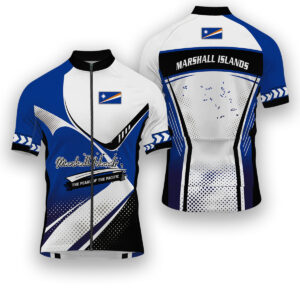 Marshall Islands States Cycling Jersey, Maps Haftone Vintage Pattern Men Women Jersey Full Kit - Short Sleeve Cycling Jersey-White