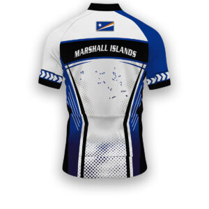 Marshall Islands States Cycling Jersey, Maps Haftone Vintage Pattern Men Women Jersey Full Kit - Short Sleeve Cycling Jersey-White
