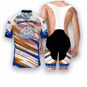 Marshall Islands States Cycling Jersey, USA Flag Men Women Jersey Full Kit - Short Sleeve Cycling Jersey Kit-White