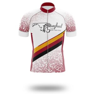 Maryland Cycling Jersey Unique and Bib Short, Maryland Map Cycling Jersey - Short Sleeve Cycling Jersey-White
