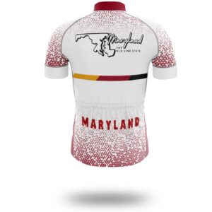Maryland Cycling Jersey Unique and Bib Short, Maryland Map Cycling Jersey - Short Sleeve Cycling Jersey-White