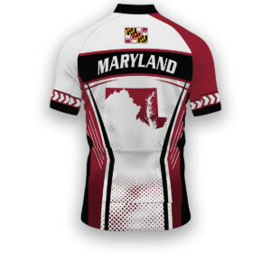 Maryland States Cycling Jersey, Maps Haftone Vintage Pattern Men Women Jersey Full Kit - Short Sleeve Cycling Jersey-White