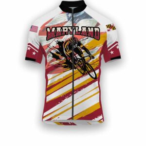 Maryland States Cycling Jersey, USA Flag Men Women Jersey Full Kit - Short Sleeve Cycling Jersey-White