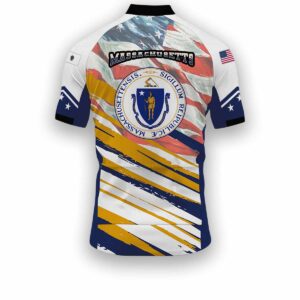 Massachusetts States Cycling Jersey, USA Flag Men Women Jersey Full Kit - Short Sleeve Cycling Jersey-White