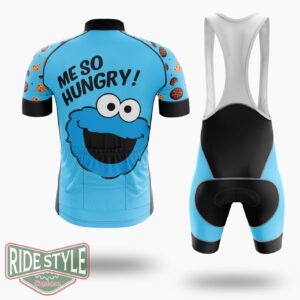 Me So Hungry Meme Cookie Monster Cycling Jersey Kit, Bicycle Clothing - Short Sleeve Cycling Jersey Kit-White