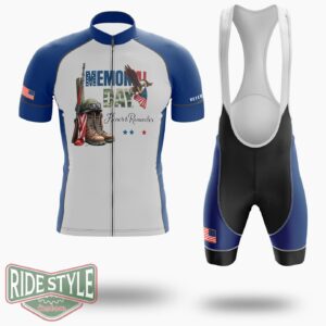 Memorial Day Honor And Remember File, 4th Of July Cycling Jersey Kit - Short Sleeve Cycling Jersey Kit-White