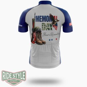 Memorial Day Honor And Remember File, 4th Of July Cycling Jersey Kit - Short Sleeve Cycling Jersey-White