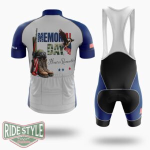 Memorial Day Honor And Remember File, 4th Of July Cycling Jersey Kit - Short Sleeve Cycling Jersey Kit-White