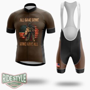 Memorial Day Military Vintage Us Patriotic American Skull Cycling Jersey Kit - Short Sleeve Cycling Jersey Kit-White