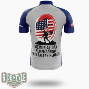 Memorial Day Remembering Our Fallen Heroe Cycling Jersey Kit - Short Sleeve Cycling Jersey-White