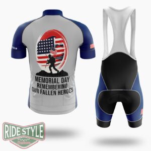 Memorial Day Remembering Our Fallen Heroe Cycling Jersey Kit - Short Sleeve Cycling Jersey Kit-White