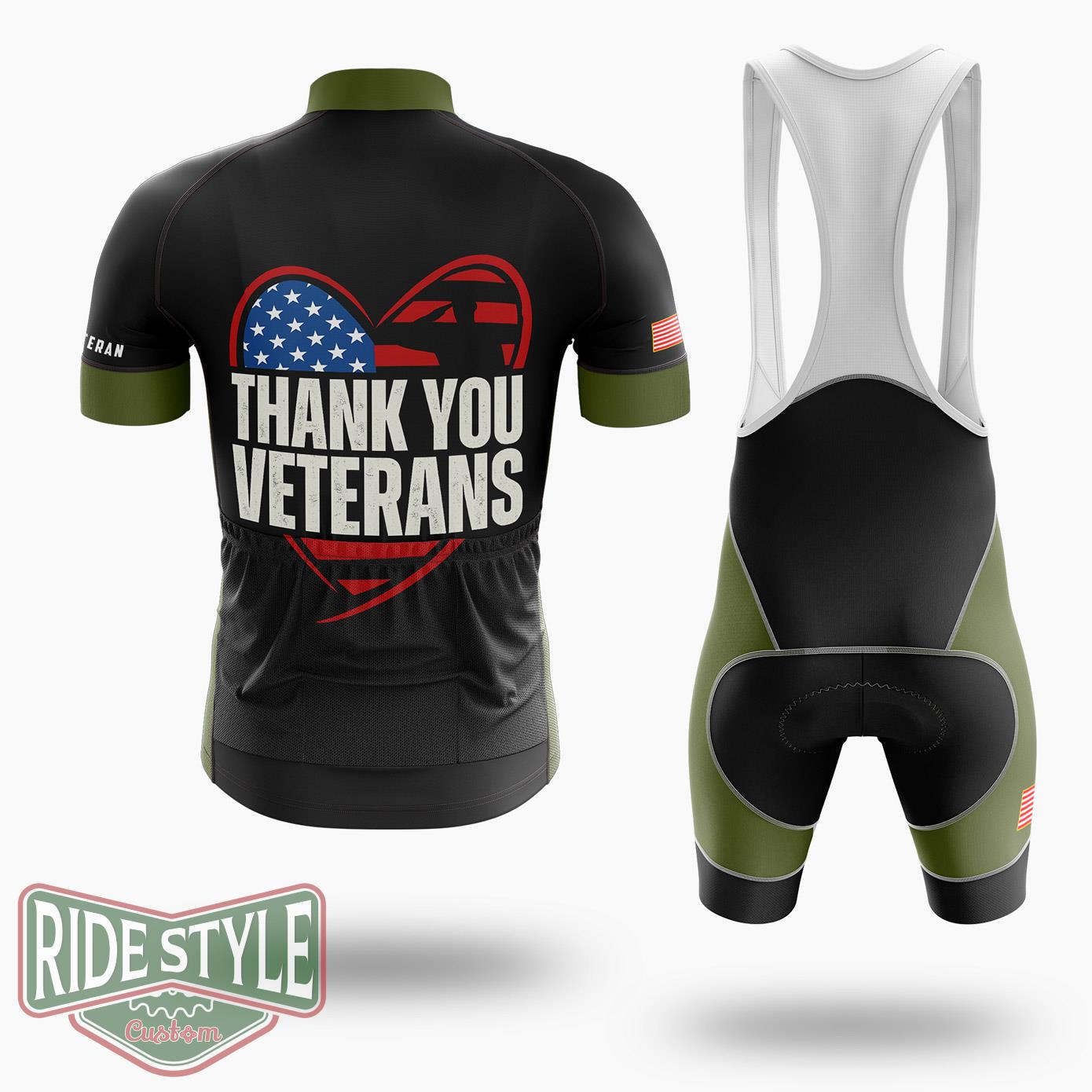 Memorial Day Thank You For Your Service Military Veterans Cycling Jersey Kit - Short Sleeve Cycling Jersey Kit-White