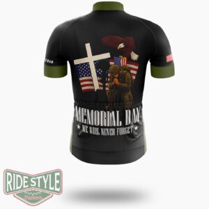 Memorial Day We Will Never Forget Patriotic Cycling Jersey Kit - Short Sleeve Cycling Jersey-White