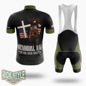 Memorial Day We Will Never Forget Patriotic Cycling Jersey Kit - Short Sleeve Cycling Jersey Kit-White