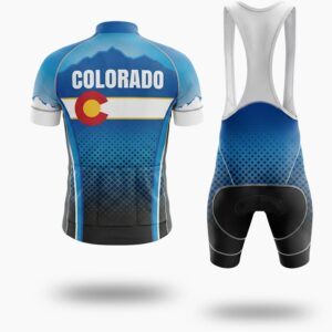 Men's Colorado Blue Cycling Jersey Full Kit - Short Sleeve Cycling Jersey Kit-White