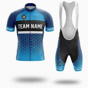 Men's Royal Cycling Jersey Custom Team Name, Custom Logo, Personalized Name Bike Jersey Full Set - Short Sleeve Cycling Jersey Kit-White