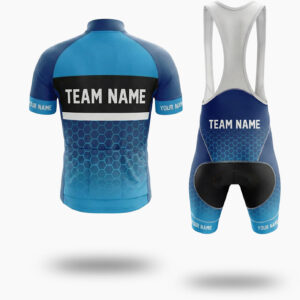 Men's Royal Cycling Jersey Custom Team Name, Custom Logo, Personalized Name Bike Jersey Full Set - Short Sleeve Cycling Jersey Kit-White