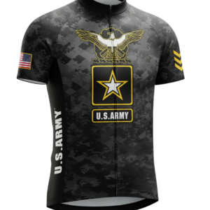 Men's US Army Logo Eagle Cycling Jersey, Gift For Troops Serving In the Military - Short Sleeve Cycling Jersey-Black