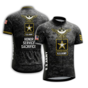 Men's US Army Logo Eagle Cycling Jersey, Gift For Troops Serving In the Military - Short Sleeve Cycling Jersey-Black