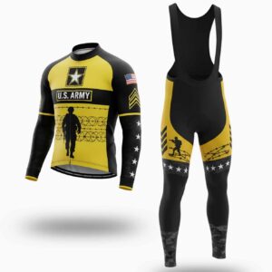 Men's US Army Troops Cycling Jersey Set Long Sleeve V2 - Long Sleeve Cycling Jersey Kit-White