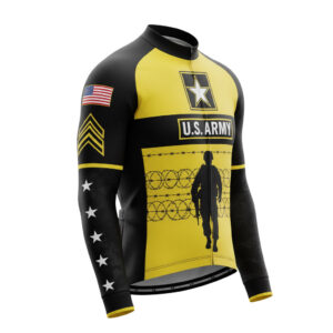 Men's US Army Troops Cycling Jersey Set Long Sleeve V2 - Long Sleeve Cycling Jersey-White