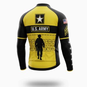 Men's US Army Troops Cycling Jersey Set Long Sleeve V2 - Long Sleeve Cycling Jersey-White