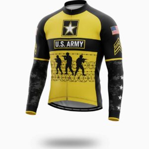 Men's US Army Troops Long Sleeve Cycling Jersey, Gift For Military Love Cycling - Long Sleeve Cycling Jersey-White