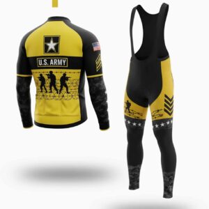 Men's US Army Troops Long Sleeve Cycling Jersey, Gift For Military Love Cycling - Long Sleeve Cycling Jersey Kit-White