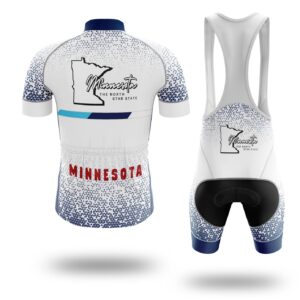 Minnesota Cycling Jersey, Minnesota The North Star State Map Cycling Jersey and Bib Short - Short Sleeve Cycling Jersey Kit-White