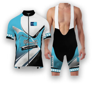 Minnesota States Cycling Jersey, Maps Haftone Vintage Pattern Men Women Jersey Full Kit - Short Sleeve Cycling Jersey Kit-White