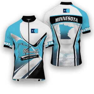 Minnesota States Cycling Jersey, Maps Haftone Vintage Pattern Men Women Jersey Full Kit - Short Sleeve Cycling Jersey-White