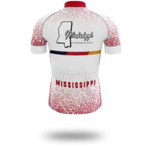 Mississippi Cycling Jersey, Mississippi Map Cycling Jersey - Short Sleeve Cycling Jersey-White