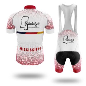 Mississippi Cycling Jersey, Mississippi Map Cycling Jersey - Short Sleeve Cycling Jersey Kit-White