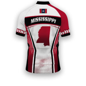 Mississippi States Cycling Jersey, Maps Haftone Vintage Pattern Men Women Jersey Full Kit - Short Sleeve Cycling Jersey-White