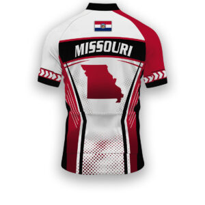 Missouri States Cycling Jersey, Maps Haftone Vintage Pattern Men Women Jersey Full Kit - Short Sleeve Cycling Jersey-White